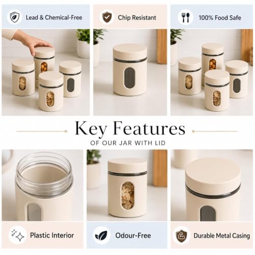 Image of Oval Window Plastic Storage Container | Airtight Kitchen Storage Containers | Containers for Kitchen Storage with Window for Snacks, Dry Fruits, Tea & Coffee (Multicolor) (500 ML - 4 piece)