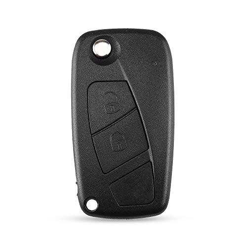 MOBFIDOFG Couverture de clé de Voiture pour Fiat Iveco Punto Ducato Stilo Panda Idea Doblo Bravo 2/3 Boutons Flip Remote Voiture Coque Coque Coque Noir/Bleu (Color : 2 Buttons Black) Cover
