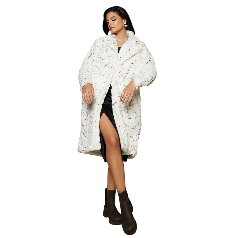 Image of PINACOLADA Women's Double-Breasted Fleece Long Coat for Casual Wear | Lapel Collar | Long Sleeve | Button Closure | Coat Crafted with Comfort Fit for Everyday Wear