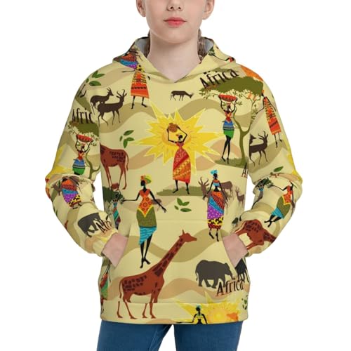 Ethnic African Kid Hoodies Boys Sweatshirts Girls Pullover with Pocket