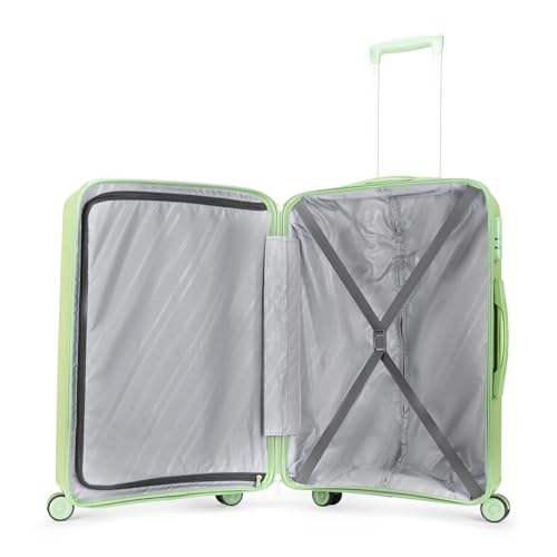Image of VIP Plastic Hard Shell 8 Spinner Wheels Glider NXT Check-in Trolley Bag Set - (51+61+71cms) for Travel (SO3, Light Green), Small, Large, Medium