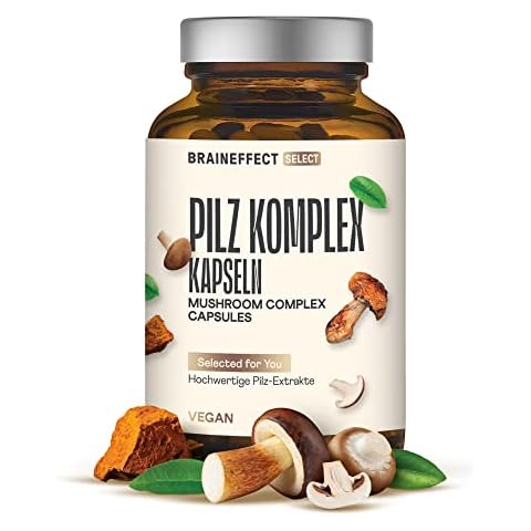 Pilz Komplex - Reishi, Hericium, Chaga, Shiitake, Cordyceps, Maitake & Mehr - Vegane Pilz Kapseln, Natürliche Pilz Extrakte mit Hohem Vitalstoffgehalt Polysaccharide Cover