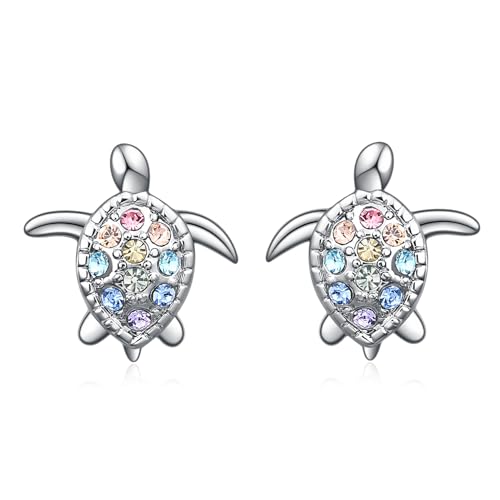 Horse/Cat/Axolotl/Dog/Dolphin/Turtle/Butterfly/T-Rex/Fox Stud Earrings Gifts for Girls Women,Cute Colorful Crystal Animal Stud Earrings Cool Animal Lovers Gifts for Women Girls