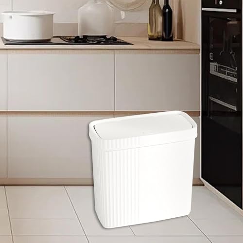 Caneca de basura con tapa de presionar blanca 28x13.5x27.3 cm miniatura 5