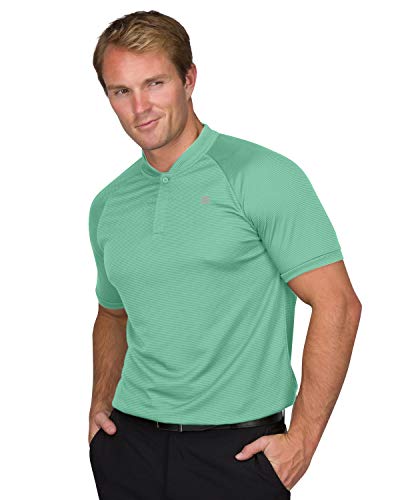 Three Sixty Six Collarless Golf Shirts for Men - Quick Dry Short Sleeve T-Shirt with 4-Way Stretch Fabric & UPF 302