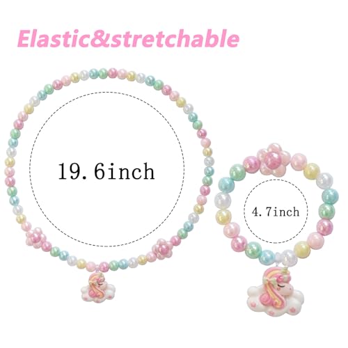 Jewelry Sets for Girls Necklaces Bracelet Sets Unicorn Pendant Necklaces Jewelry Sets for Girls Halloween Christmas Birthday Gifts over 3 years old.3