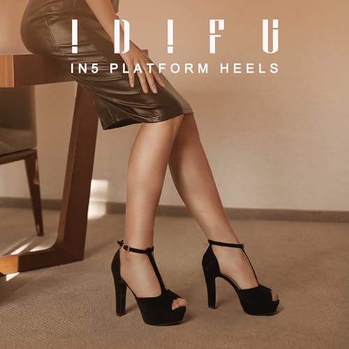 IDIFU Women's IN5 Polly Platform Chunky High Heels T-Strap Sexy Sandals Peep Toe Wedding Party Prom Dress Shoes for Women Bride2