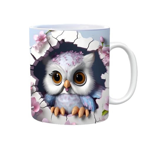 3D Eule Keramik Tassen, Bunte Getränkekasse, Kalte Tassen mit Griff,...