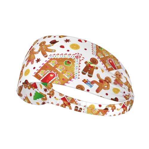Christmas Cookies House Gingerbread Man Sports Headbands for Men and Women Sweatbands for Moisture Wicking Suitable for Fitness Running Cycling Hiking Yoga Football Exercise
