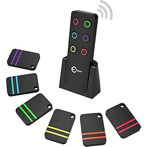 Key-Finder-Esky-80dB-RF-Item-Locator-with-100ft-Working-Range-Wireless-Wallet-Tracker-with-1-Transmitter-and-6-Receivers-for-Finding-Key-Remote-Pet-and-Wallet-Batteries-Included-Black