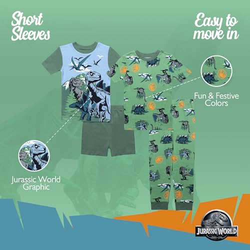 Jurassic World boys 4-piece Snug-fit Cotton Pajama Set, Soft & Cute for Kids3