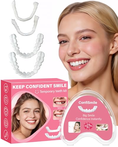 Veneers Teeth for Women and Men, Temporary Pop on Veneers False Teeth, Natural and Comfortable, Not Suitable for Professional Dental Procedures
