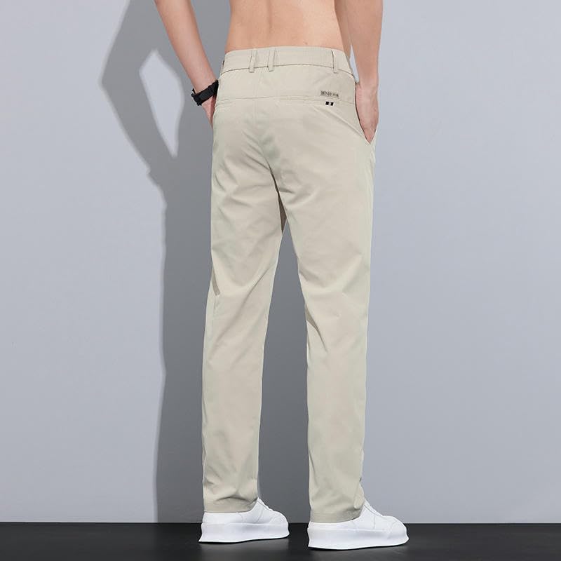 Men's Summer Thin Ice Silk Breathable Slim Straight Versatile Business Casual Pants3