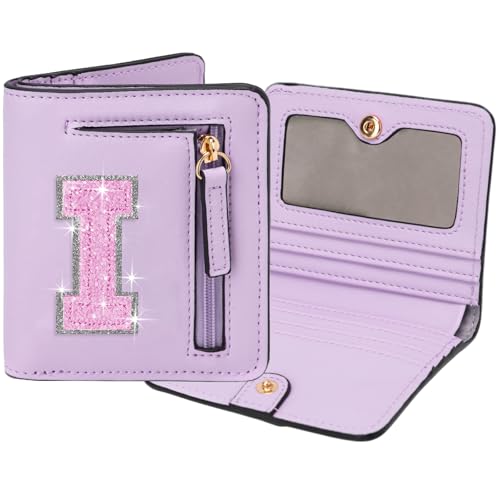 Image of Birthday Gifts for Teen Girl Kids Wallet Girl Wallets Small Initial Rfid Wallet Teen Girls Gift Preppy Stuff for Girls Purple I
