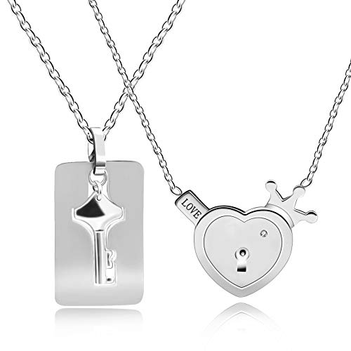 Ensemble de colliers en acier inoxydable avec pendentif en forme de cœur, couronne, serrure et clé, 100 langues I Love You, bijoux de projection pour...