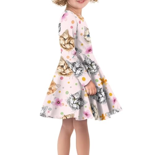 PinUp Angel Cute Graphic Girls Dress Kids Winter Long Sleeve Dresses Birthday Swing A-line Dress3