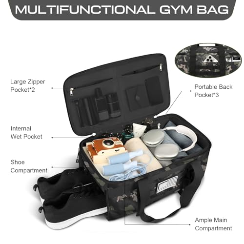 Image of Gym Bags for Men, Tactical Duffle Bag with Shoe Compartment