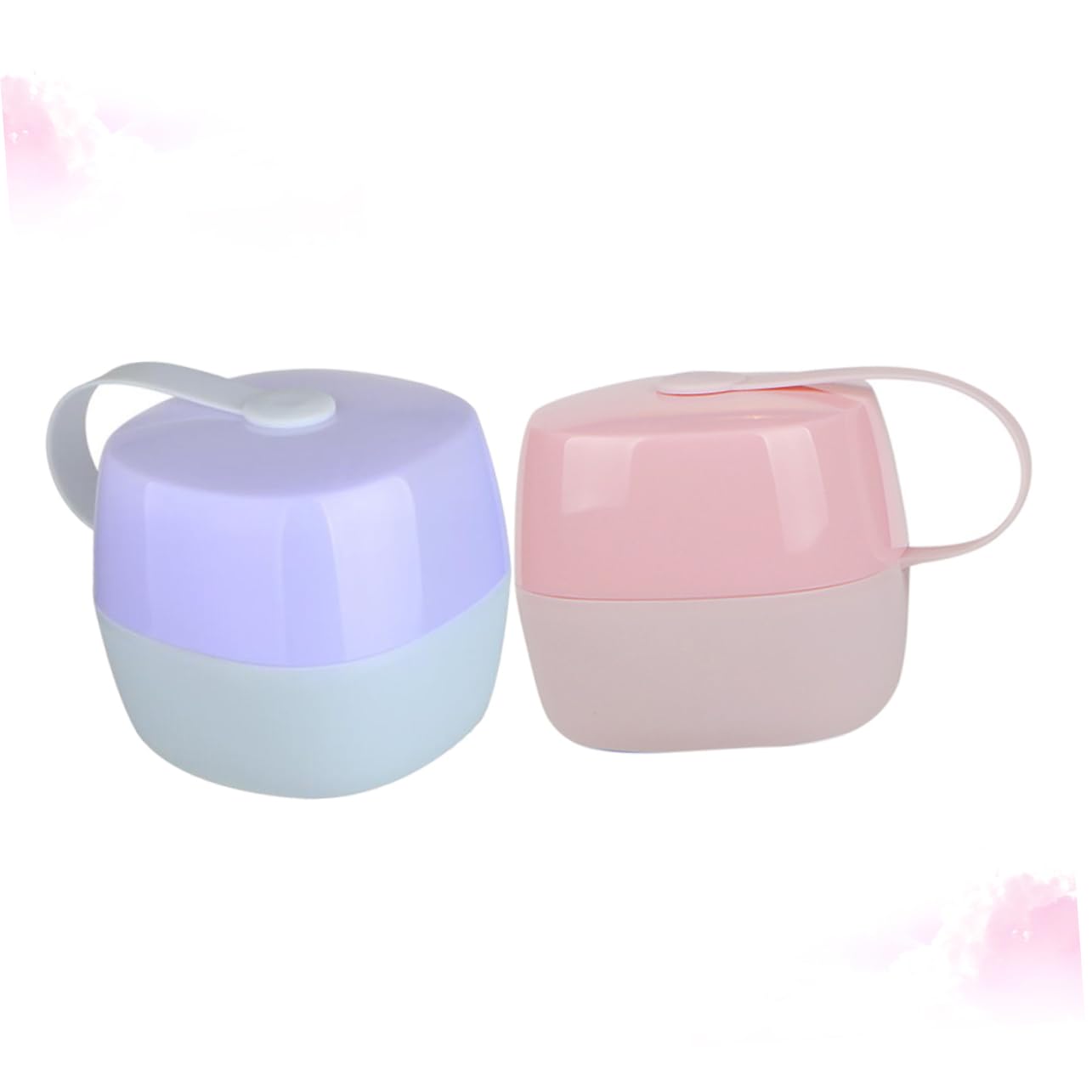 Kisangel 2pcs Boxes Portable Boxes Wide Mouth Storage Case Multi Functional Storage for Pacifiers Snacks and Purple Pink