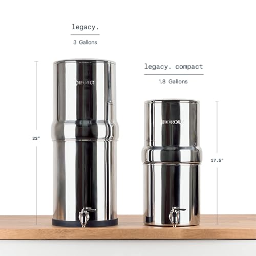 Boroux Compact Gravity-Fed Countertop Stainless Steel Water Filter System | 1.8 Gallons with 2 Authentic Black Foundation Filters - Image 2