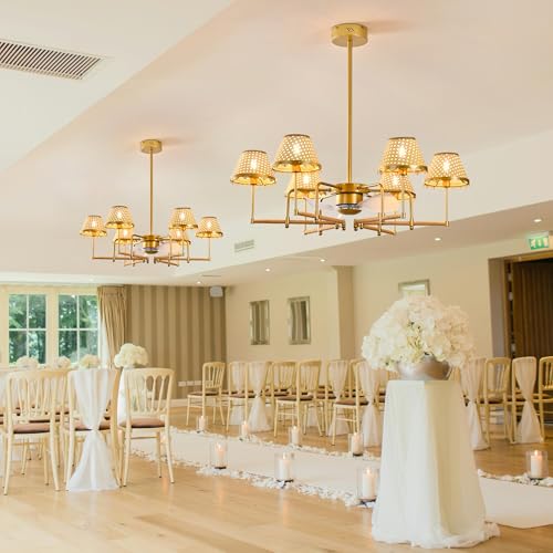 Image of Garwarm Ceiling Fan with Lights and Remote,Boho Rattan Chandelier Fandelier