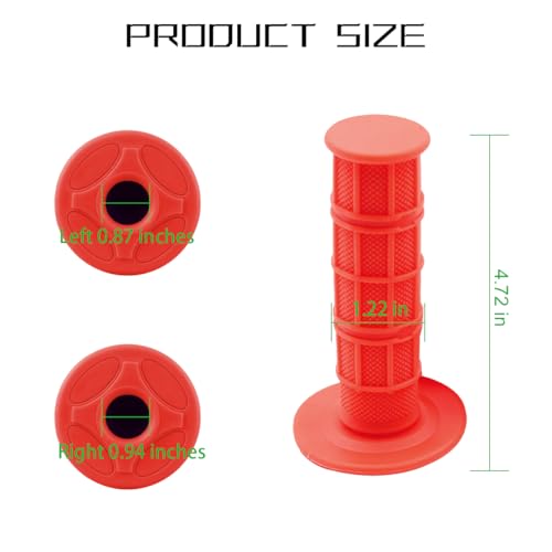 Image of BELOMI Motorcycle Hand Grips, 2PCS 7 /8 inch 22mm 24mm Non-Slip Soft Rubber Handlebars, Comfortable Motorbikes Handle Replacement Protection Accessories, Universal for Dirt Bike, Off Road, ATV(Red)