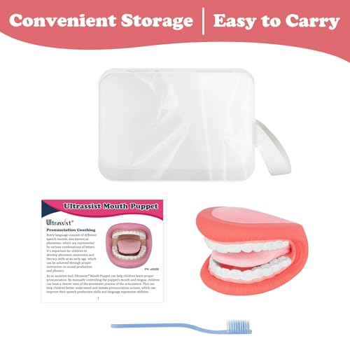 Ultrassist Große Mund-Handpuppe mit Zunge – Lehrmodell für Zahnhygiene & Sprachtherapie, Demonstrationsmodell für Unterricht, inklusive Zahnbürste