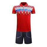 Kuncg Schnell Trocken Badminton Tragen Anzug Atmungsaktiv Sportswear Benutzerdefinierte Kurzarm-Shirt Für Herren und Jungen Rot L