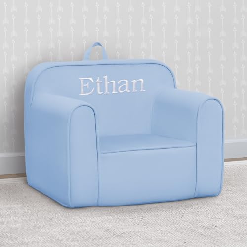 Image of Delta Children Personalized Cozee Chair - Customize with Name - Foam Kids Chair for Ages 18 Months and Up, Powder Blue