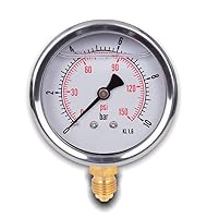 Glyzerin Manometer mit radialem Anschluss, IP65 Edelstahl 63 mm mit unterem Anschluss, 1/4 Glyzerin (0-10 bar)
