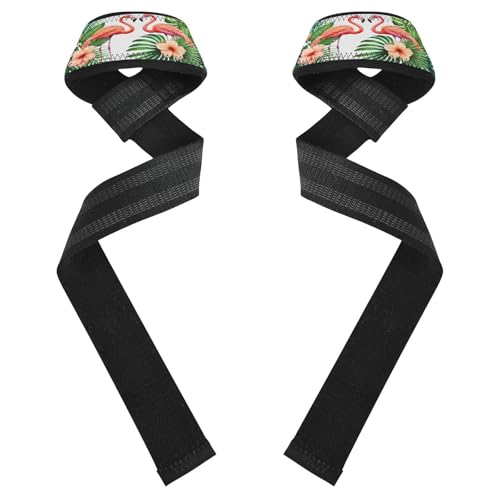STAYTOP Two Flamingos Wrist Straps for Weightlifting,Lifting Straps with Neoprene Cushioned Wrist Padded and Anti-Skid Silicone for Strength Training,Bodybuilding,Deadlifting