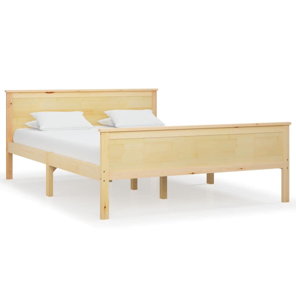 Marco de cama de madera maciza para dormitorio, 120 x 200 cm, madera de pino natural, plataforma estable con cabecero para adultos, jóvenes, muebles robustos sin colchón