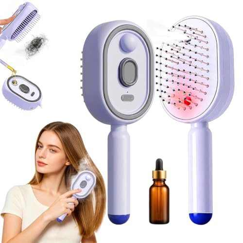 3 en 1 Brosse vapeur électrique, lisseur rechargeable anti-statique avec peil à démêler, brumisateur intégré, coiffage et contrôle des frisottis, spa à domicile portable USB