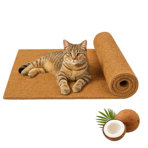 QLS Tapis en coco pour animaux de compagnie - 100 x 50 cm - Pour lapins, chats, chiens - Respirant, découpable pour cage de transport, terrarium, cage