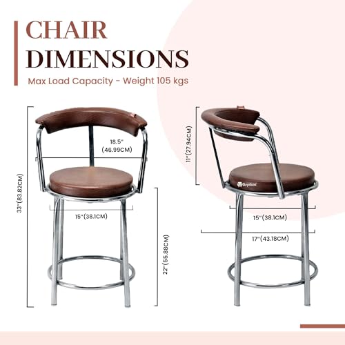 Goyal Steel and Furniture Exclusive Stainless Steel Frame Stool – Comfortable Bar, Cafe, Kitchen, Salon, Reception, and Lawn Chair (Brown, Standard... - Image 3