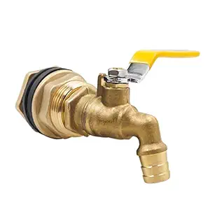 Horiznext rain Barrel Spigot kit Within 1/2 inch Nozzle Brass Water Faucet and 1 inch O.D. Bulkhead Tank Adapter, for rainwater Outdoor Drain Garden Hose downspout