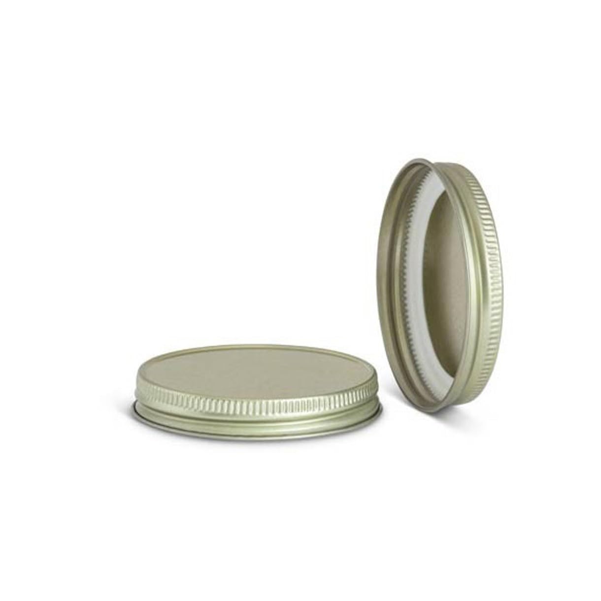 North Mountain Supply 63mm Gold Metal Screw Caps with Plastisol Liner – Fits 63-400 Continuous Thread Jars – 12 Pack Metal Lids – Leak-Proof Seal – Made in USA