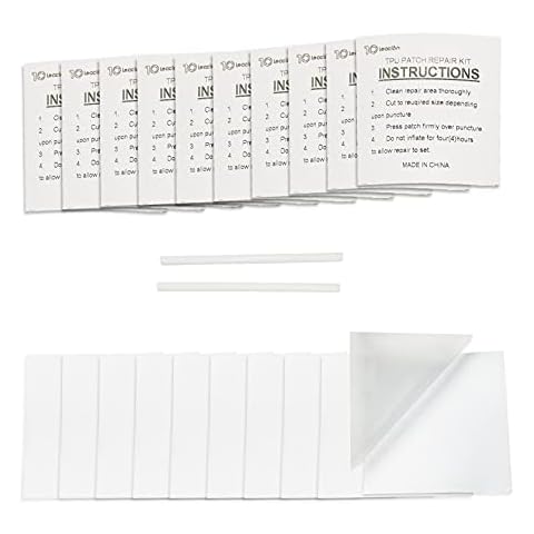 10Leccion 20 Pack of TPU Pool Patch Repair Kit for Air Mattress, Swimming Pool, Bounce House, Tent, Canvas, Canopy, Floats, Tubes Bed and Inflatable Toys with 2 Pieces Plastic Deflate Tubing Cover