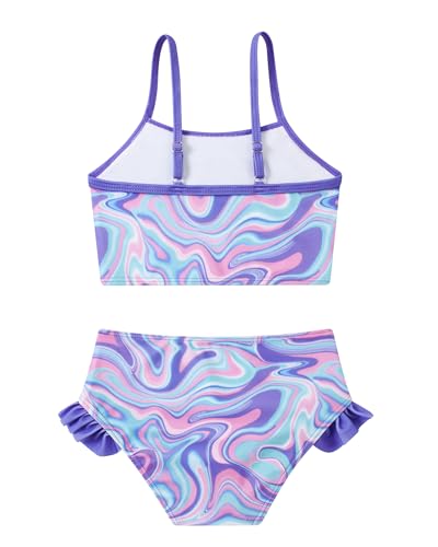 Image of Little Girls Two Piece Mermaid Bikini Set Ruffle Adjustable Summer Beach Bathing Swimsuit 3-7 Years for Kids
