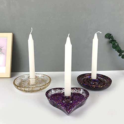 Resin Candle Holder Mold，3D Scented Candles Holder Molds For Epoxy Resin For Resin Casting，Heart Shaped Candlestick Silicone Molds For Craft Making Decoration #TOP6