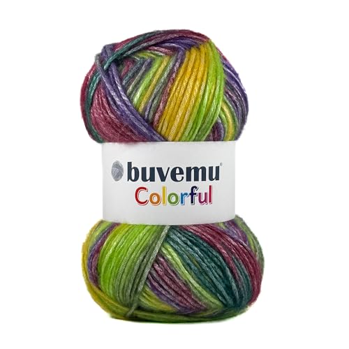 Image of Colorful Self-Striping Multicolor Fuzzy with Subtle Sheen Yarn, 56% Polyester 44% Acrylic, Each 3.53Oz(100gr) / 252yds(230m) (No.3)
