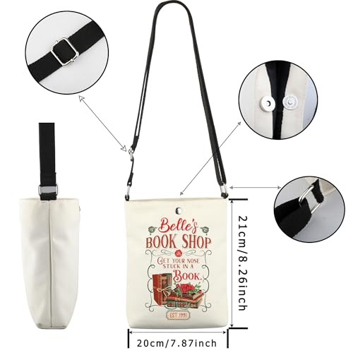 WCGXKO Princess Inspired Bookworm Gift Get Your Nose Stuck In A Book Canvas Crossbody Bag2