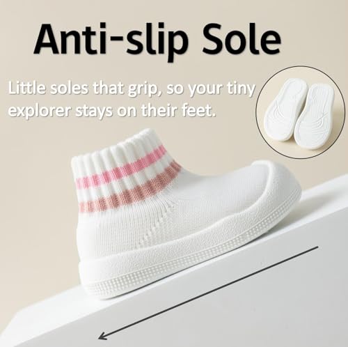 Image of Baby Sock Shoes Toddler Walking Slippers with Soft Rubber Sole