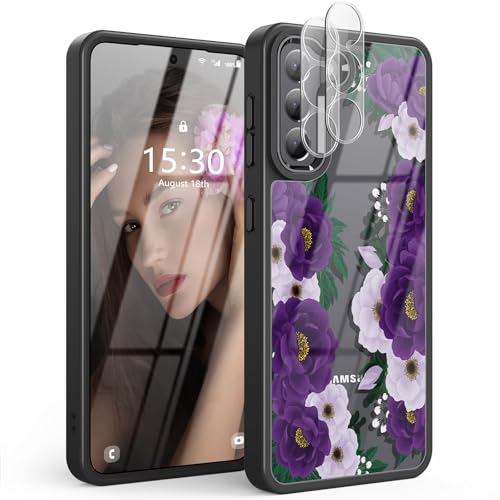 Coque Samsung S21 5G anti-rayure avec objectif protégé et design floral antichoc