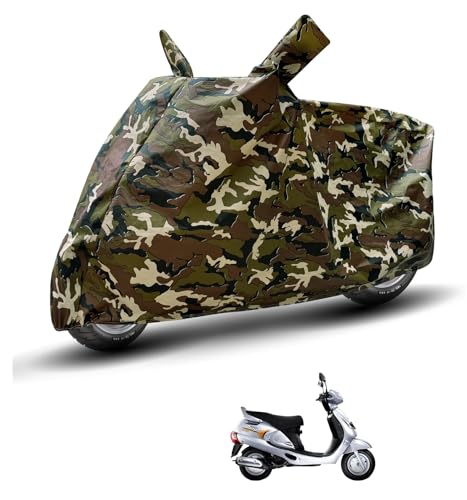 Image of Auto Hub Waterproof Scooty Cover Compatible with Mahindra Duro Dustproof, UV Protection Two Wheeler Scooty Duro Cover - Army Print