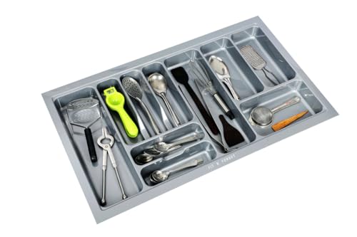 Image of Heavy PVC Cutlery Tray, Modular Kitchen Basket Storage Organizer, Stylish Cosmetics Tray (32.5x19 Inch) - Polyvinyl Chloride, Grey