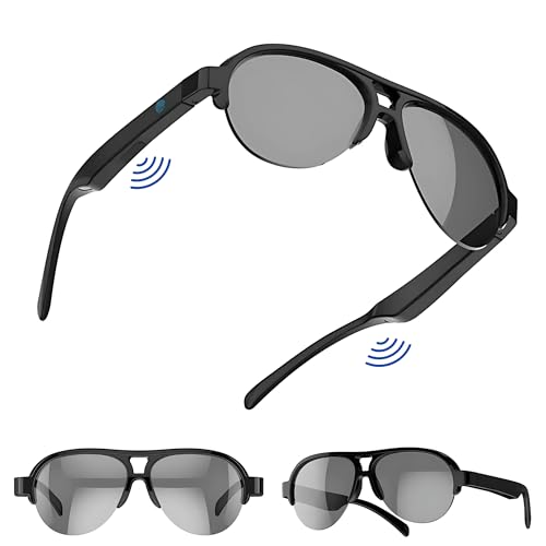 AGZE - Smart Bluetooth Audio Glasses - Sunglasses with Built-in Mic & Speakers, Open-Ear Wireless Smart Glasses for Adults, P4 Waterproof (Aviator)