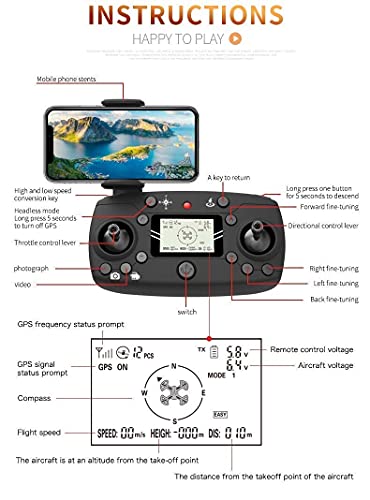 YYAI-HHJU GPS-Drohne, Dual-GPS-Drohne Mit 4K Uhd 120 ° Weitwinkelkamera, 2000 M Rc-Entfernung, 5 Ghz WiFi FPV Rc… – Bild 7