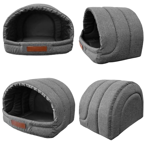Leanbe Personalisierte Hundehütte/Hundehöhle – Kuscheliges Hundebett mit Namensgravur – Katzenhöhle & Schlafplatz für kleine und große Hunde Hundehaus (Graphit, R1:41x33x28cm)