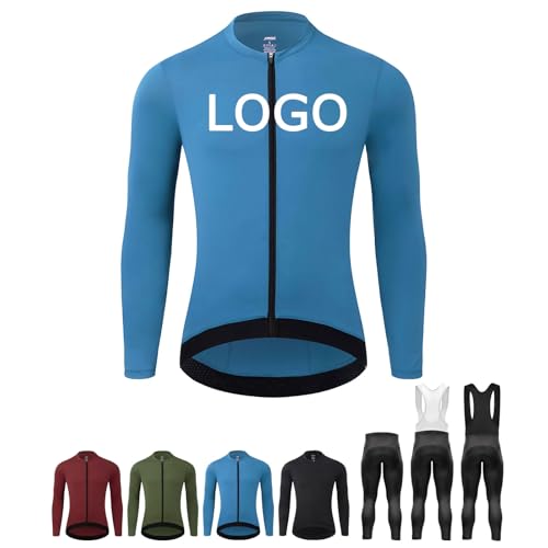 Maillot Ciclismo Personalizado Transpirable Manga Larga Secado Rápido Ligero Camiseta para Hombre & Mujer con Logotipo del Equipo(Green,Thickened)