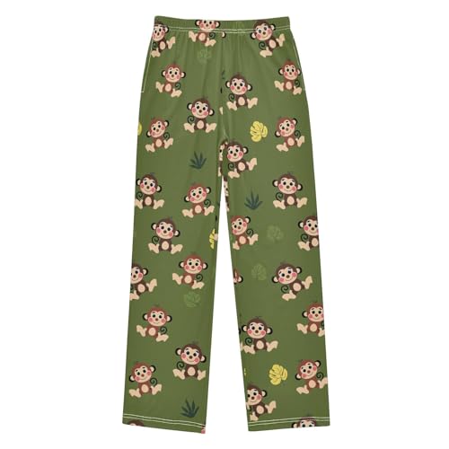 Boys' Pants Monkey Animal Leaf Long Bottoms Jogger Pants Elastic Waist Trousers with Pockets S-XL